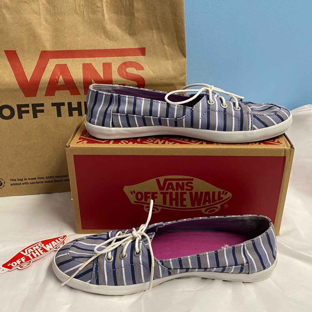 Vans Women’s Surf Sailor Navy Striped Slip on Shoes sz 8